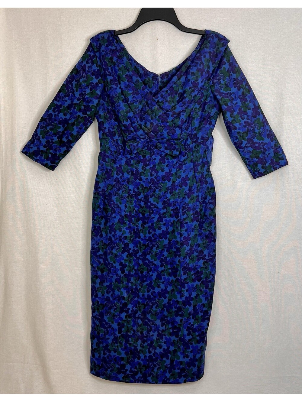Vtg 50’s Alix of Miami Dress Black Purple Blue Abstract Couture See Measurements